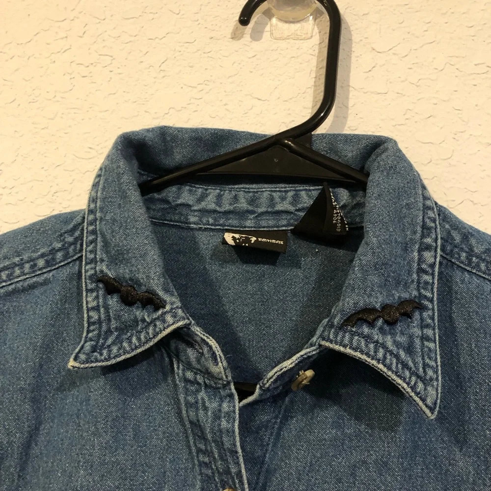 Holiday Editions Halloween Denim Button Down Shirt - Picture 4 of 6
